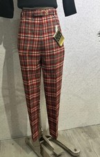 Vintage 1960's With Tags High Waisted Plaid Tigers Slacks Pants