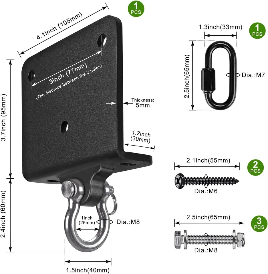 Boxsack Aufhängung Stahl 180° schwenkbar bis 454kg für Indoor Outdoor Training - Bild 4 von 4