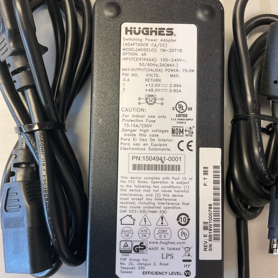 LOT OF 5 GENUINE Hughes Power Adapter Model YM-2071D 4 PIN 12v /2.99A ...