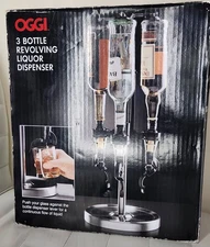 OGGI Three Bottle Revolving Liquor Dispenser New In Open Box