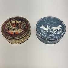 Pair of Vintage Fruit Cake Tins with Horse and Carriage -