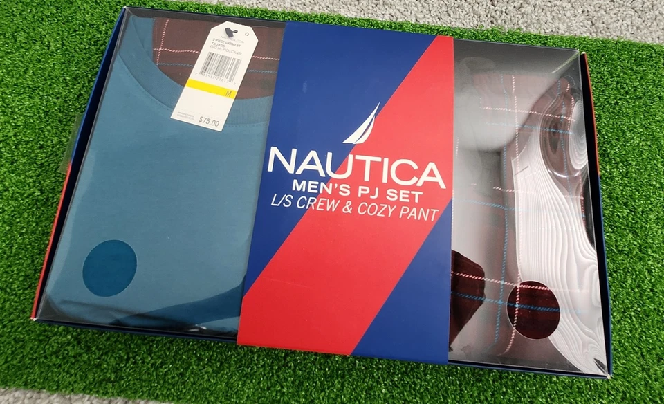 Nautica Men's Knit Pajamas Men's Medium PJ Crew Tee Top and Pants - Image 2 of 4