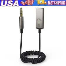 Aux to Bluetooth 5.1 Adapter 3.5mm Bluetooth Receiver Microphone for Car 