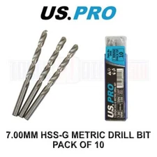 US PRO Tools 7.00MM HSS-G Metric twist Drill Bit Pack Of 10 2430