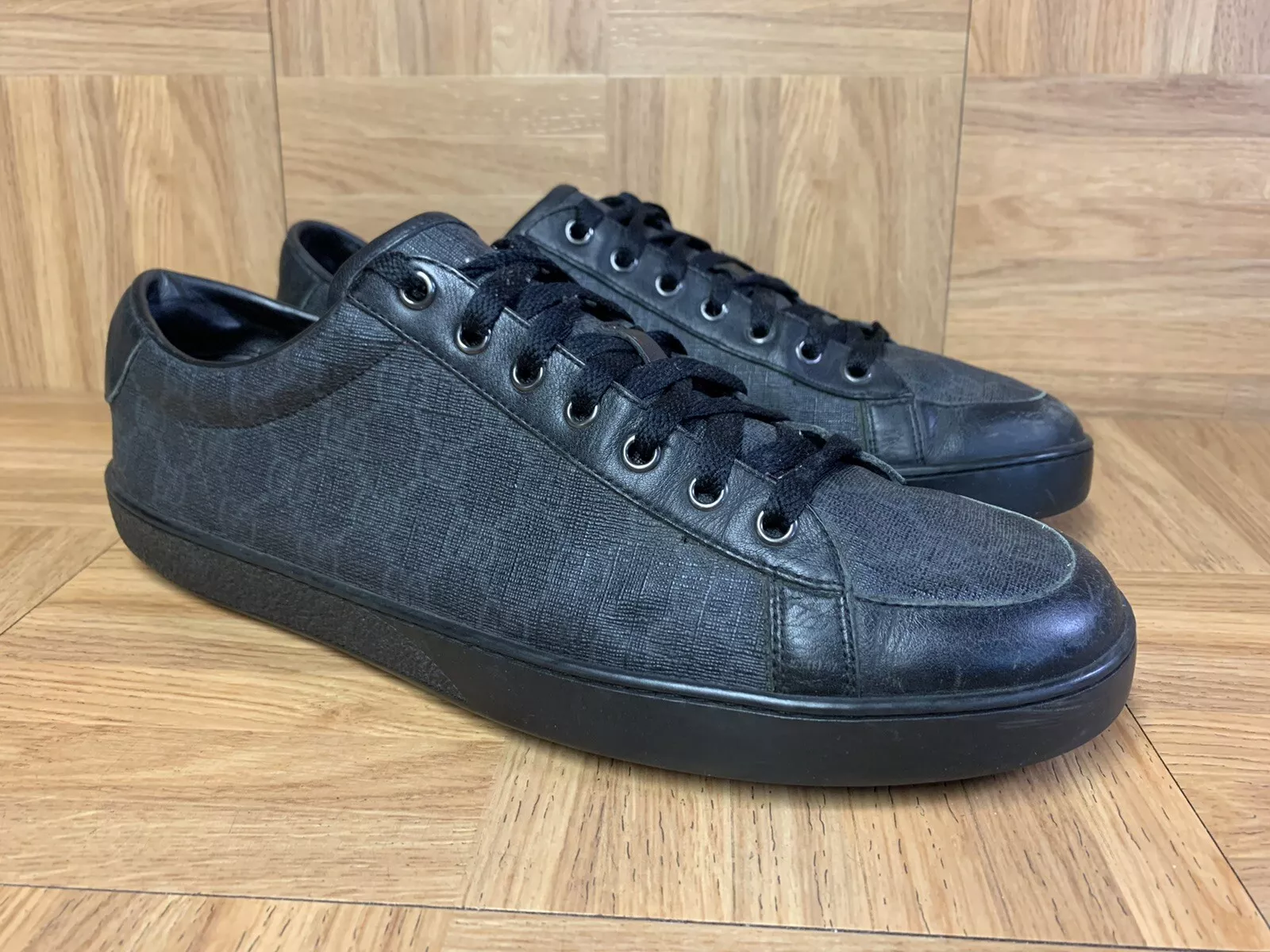 RARE ? GUCCI Monogramme Lo baskets en cuir Guccisima GG Web Supreme pour hommes 9D