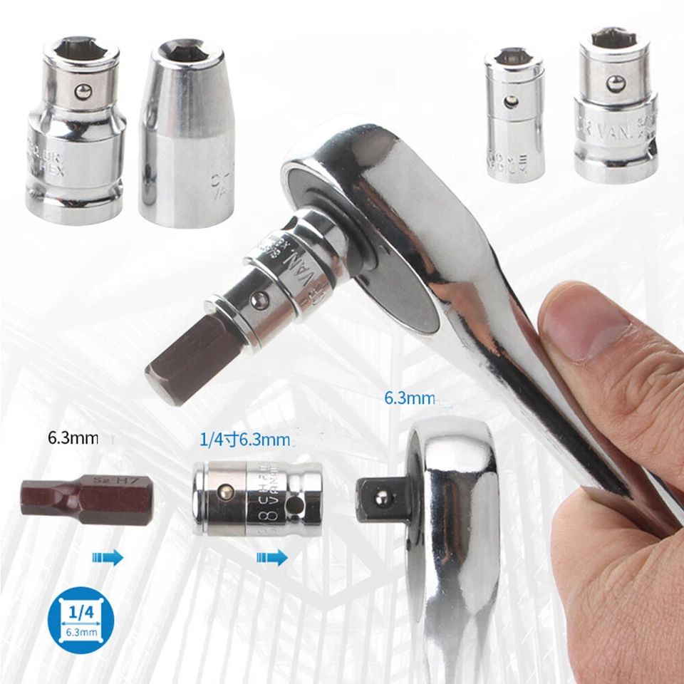 1/4" Square Hole to 1/4" 6.3mm Hex Screwdriver Bits Adapter Converter Socket Bi↔ - Image 2 of 4