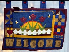 WELCOME Quilt Wall Hanging SEASONS Spring Summer Fall Winter 5 Piece SET 25"x17"