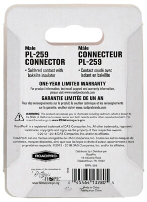 Roadpro RPPL-259 CB Radio Antenna Coax Cable With PL-259 Connector – Universal Fit