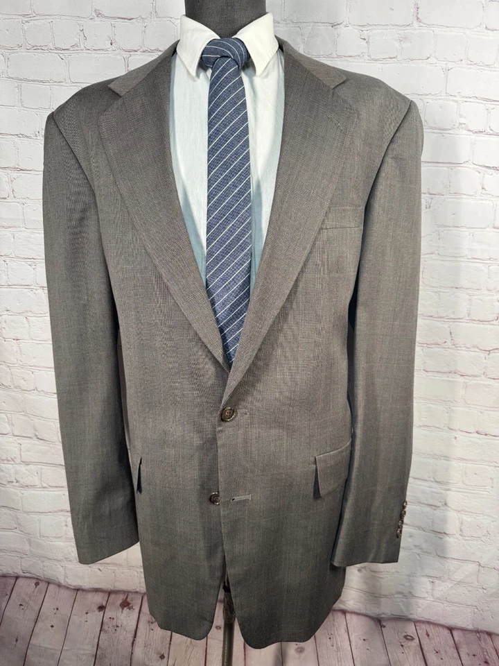 PALM BEACH Para Hombres Marrón GLEN CUADROS Lana Frente Plano 2 Piezas Traje 44L Chaqueta 40x34 Pantalón Foto 2 de 4