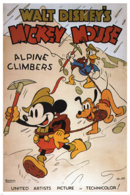 Walt Disney Mickey Mouse Alpine climbers MOVIE POSTER 1936 20x30 cartoon - PY1