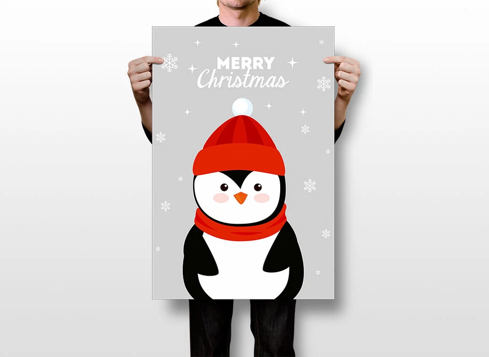 Quadro de Natal com estola de pinguim impressão arte de parede casa - POSTER 20x30 - Imagem 3 de 3