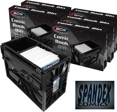 Kiste mit 5 BCW schwarz kurzen Comic Buch Box Behältern - strapazierfähiger säurefreier Kunststoff - Bild 1 von 4