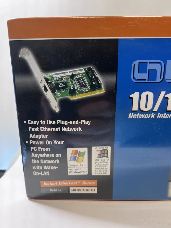 Linksys Ether Fast 10/100 LAN Card LNE100TX ver. 5.1 Performance Microsoft New - Image 3 of 4