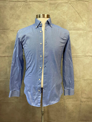 ZARA Men s Blue 100% Cotton Button Up Long Sleeve Shirt Size S