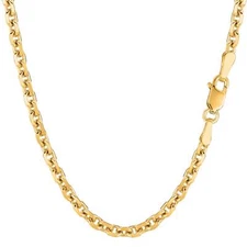 14k Yellow Real Gold Cable Link Chain Necklace, 4.0mm, 20"