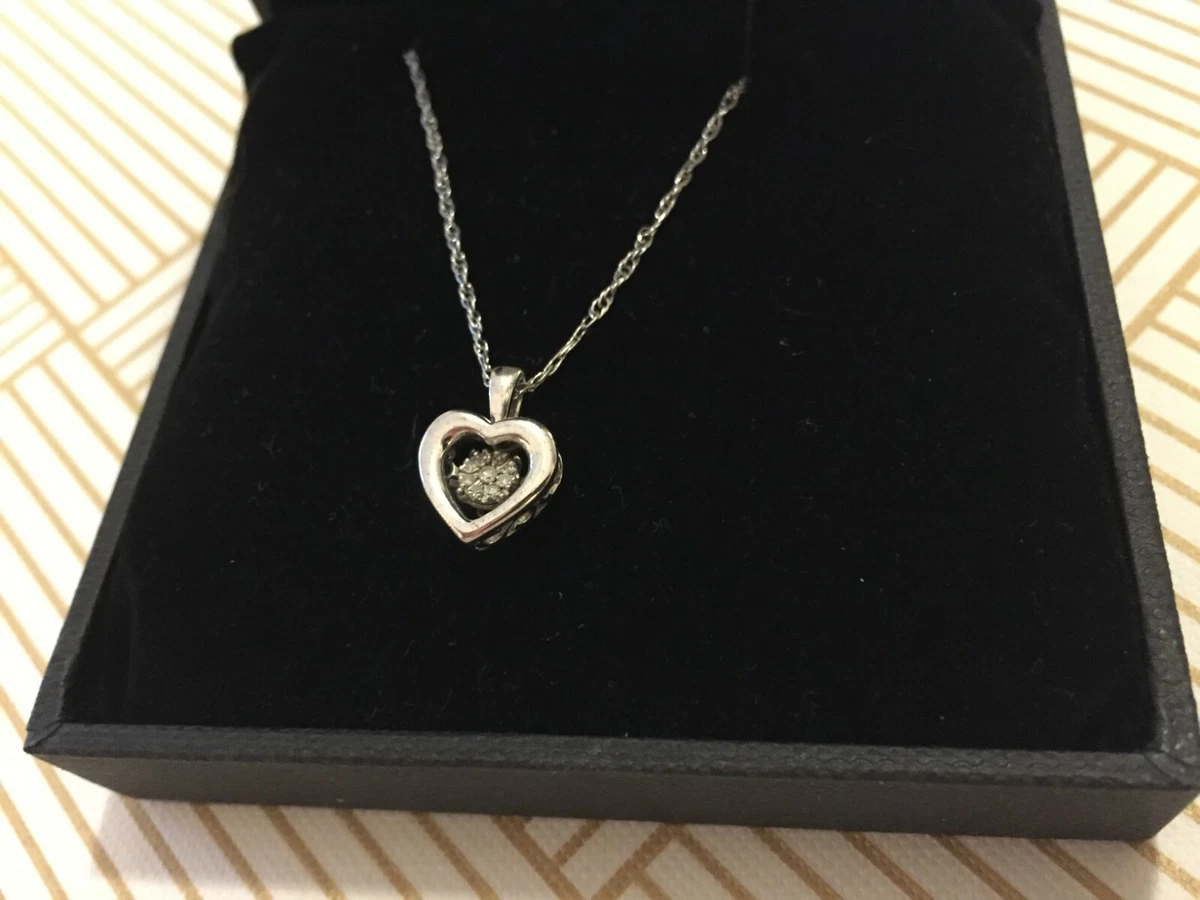 H SAMUEL Sterling silver heart diamond pendant necklace Valentines flower DIA