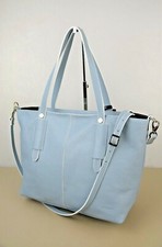 Ripani 8241 Sky Blue Pebbled Leather Tote Shoulder Bag Made In Italy