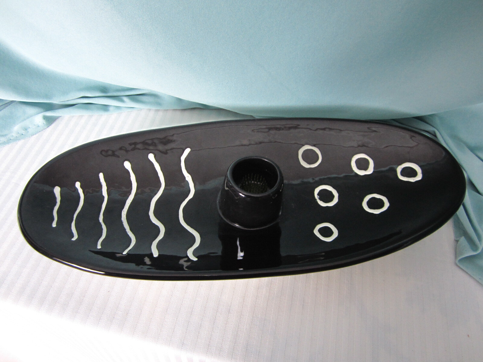 Ikebana Ware Floral Arrangement Vase Dish Porcelain Ceramic Black White