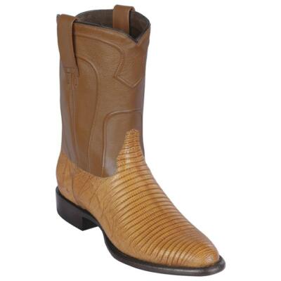 Los Altos w/ZIPPER SADDLE Teju Lizard Roper WESTERN Boots Round Toe D 69Z0753