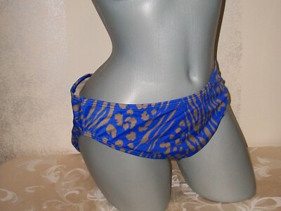 NWOT Victoria Secret XL Blue Tan Animal Mid Scoop Bikini Bottom