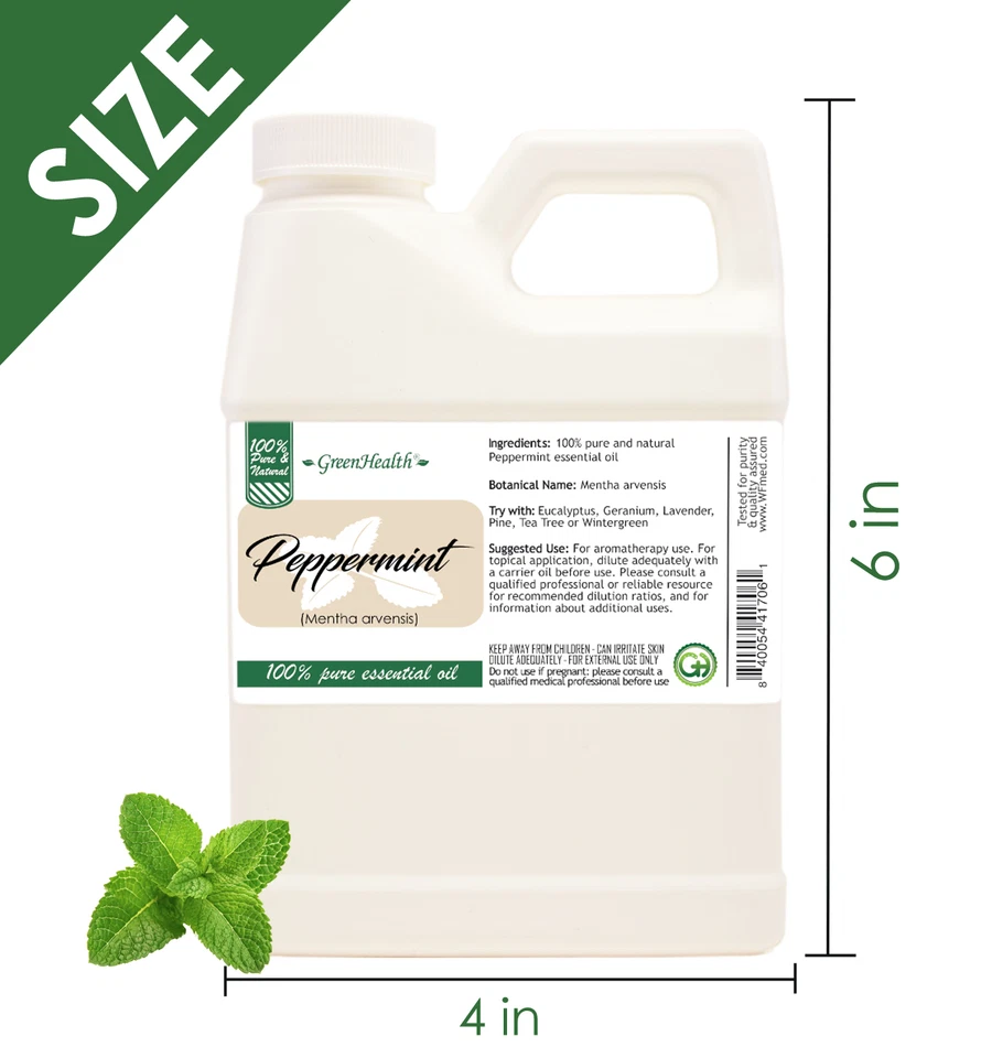Aceite esencial de menta 16 fl oz 100 % puro - tamaño a granel Foto 2 de 4