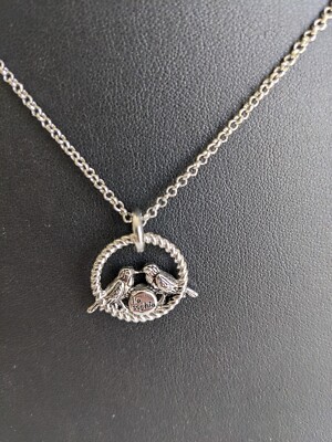 Lia Sophia Love Birds Pendant Silver Tone Necklace with Adjustable Chain