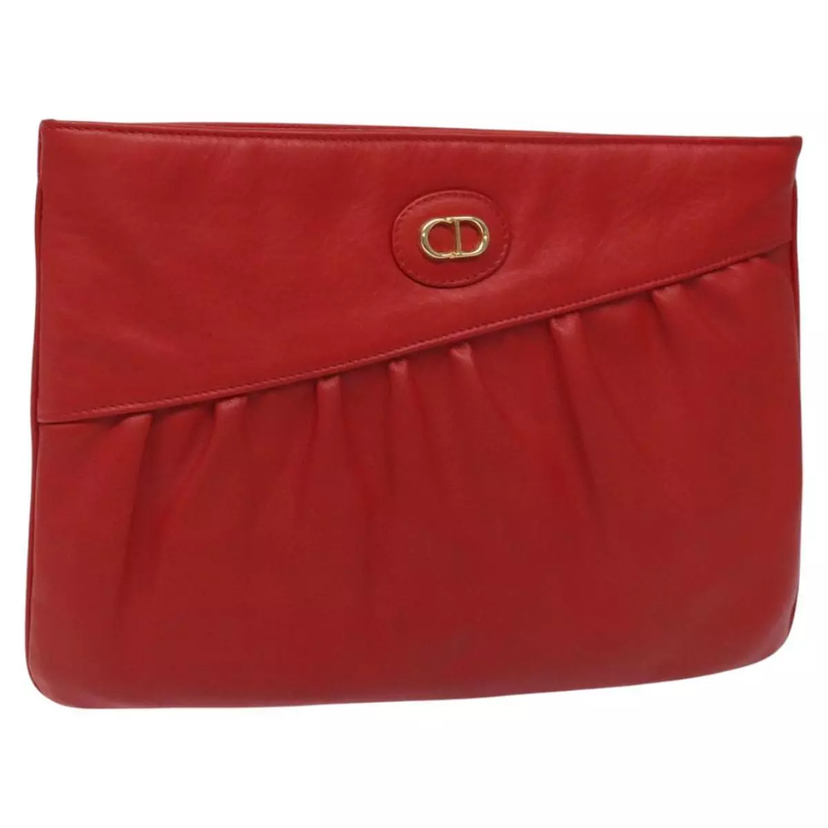 Sac pochette Christian Dior cuir rouge authentique bs22819