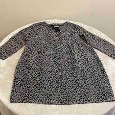 Loft Outlet Womens Gray Leopard Print Long Sleeve Overlay Shift Dress Size LP