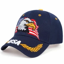 1pc Patriotic Embroidery Snapback Caps American Eagle Trucker Hats Women Headwea