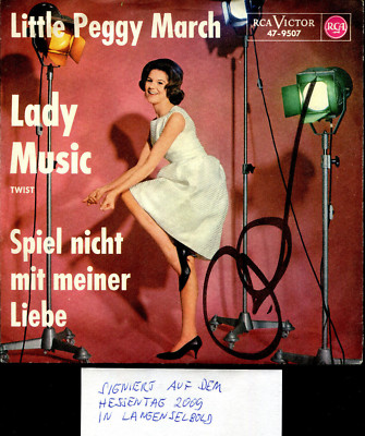 LITTLE PEGGY MARCH : signed  7'' Cover / Single mit Autogramm !