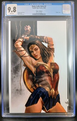 CGC 9.8  Virgin Wonder Woman By Marco Turini!!! Duty Calls Girls #2