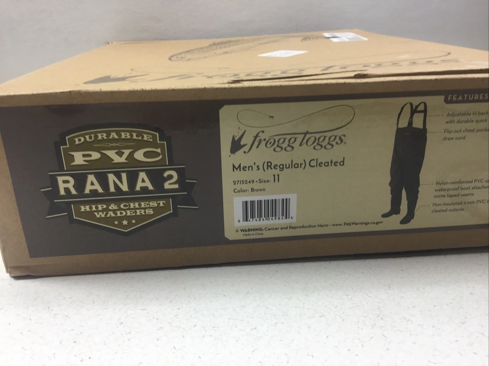 Frogg Toggs MENS CHEST WADERS Size 11 Regular Cleated 2715249 NEW Brown Fishing