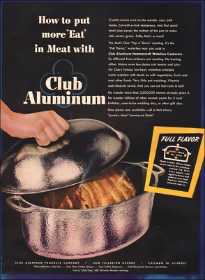 1940's Vintage ad Club Aluminum retro pot lids Cookware Metal 07