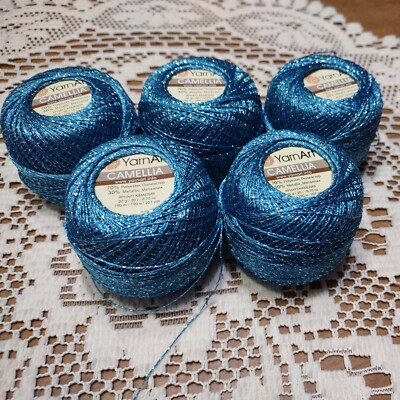 YARN ART Camellia Metallic Super Fine #1 Crochet Thread, Embroidery Thread Yarn.