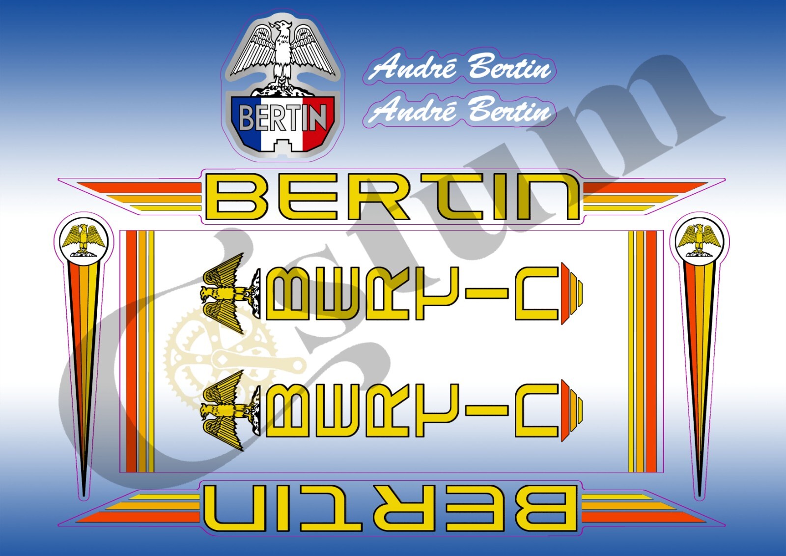 Bertin autocollants cadre vélo kit de stickers graphiques bicycle
