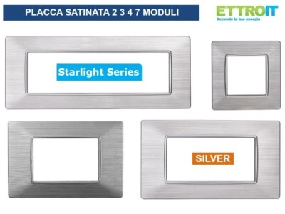 ETTRO-IT Placche Placca compatibili Vimar Plana 2 3 4 7 Posti Moduli SILVER SATINATA