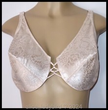 Floral SATIN Vintage BRA Stretch SHINY Second Skin Unlined Underwire XL 40 D