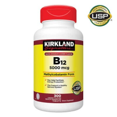 Kirkland Vitamin B12 Quick Dissolve 5000 mcg, 300 Cherry Tablets Exp~05/2028
