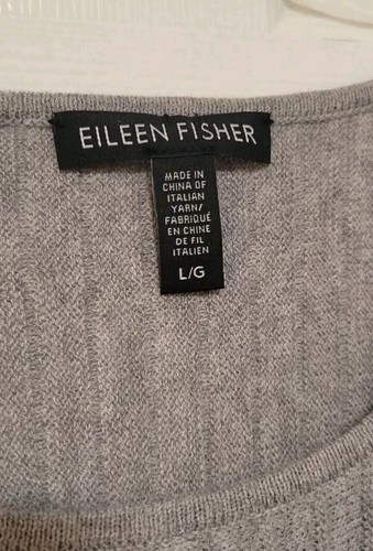 Eileen Fisher Gray Pleated 100% Wool Sweater Dress Sz Large - Bild 3 von 6