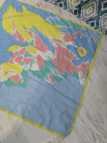 Vintage 30" Quadrat Pastell Multicolor Abstrakt Seide Mid Century Schal - Bild 2 von 4
