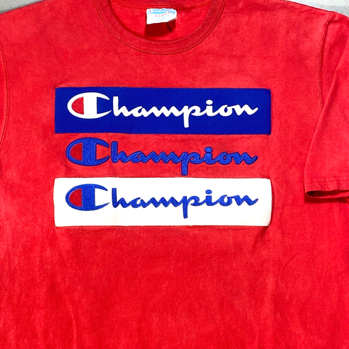 Champion Faded Spell Out Short Sleeve Red T-Shirt Adult Size XL Vtg 1990s - Picture 3 of 5