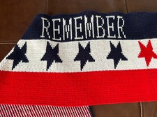 Vintage 9-11-01 Knit Scarf Red White Blue Made In USA 72 X 9 Remember 911