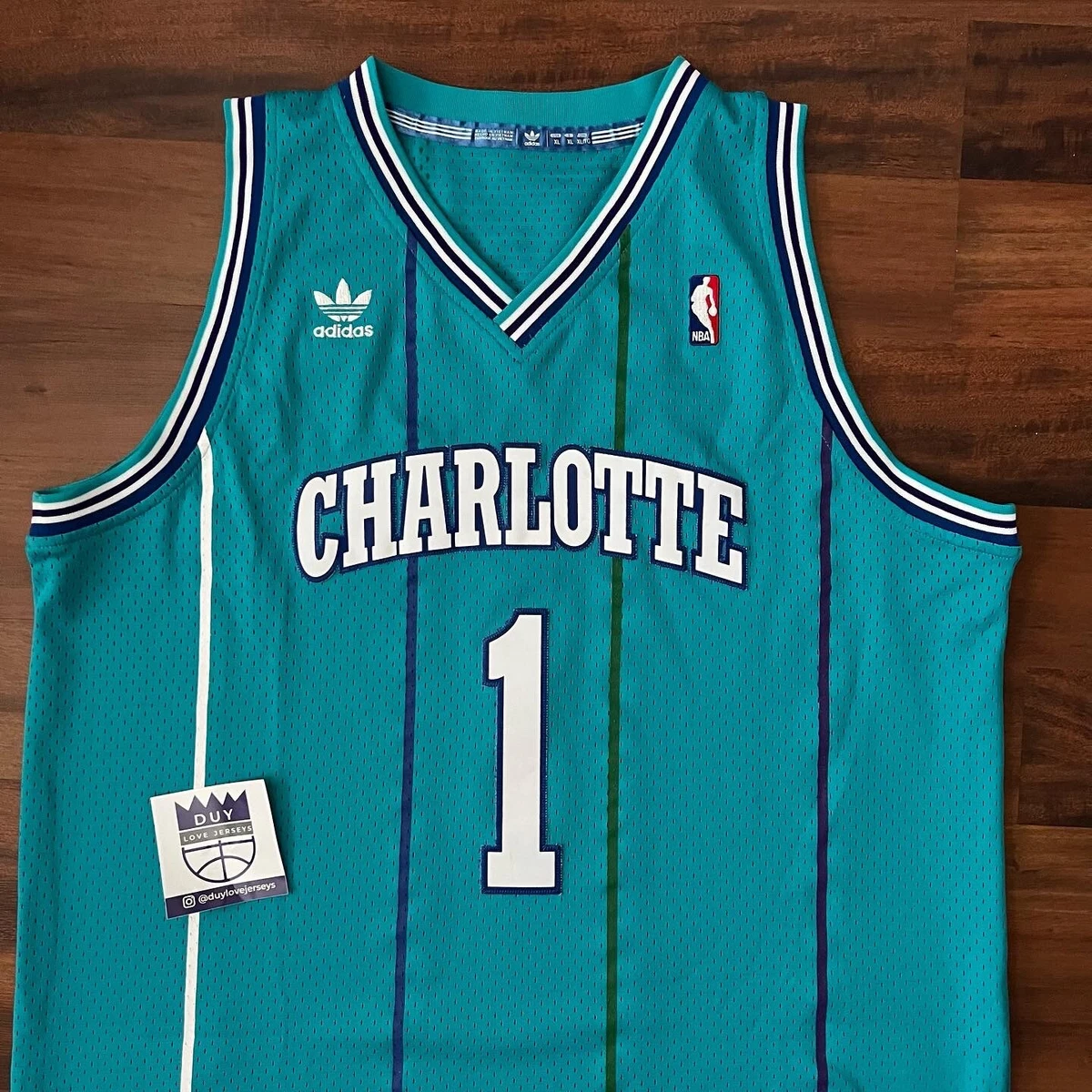 NBA Adidas HWC Charlotte Hornets Muggsy Bogues Swingman Jersey Men Sz XL