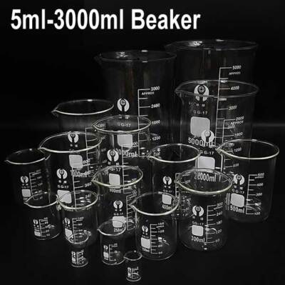 5ml-3000ml Laboratory Borosilicate Glass Beaker Hi Chemistry stability Glassware