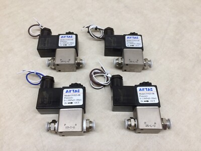 Lot of 4 Airtac 2V025-08 Solenoid Valve Fluid Control 2/2 Way 2.5mm Orifice DC24