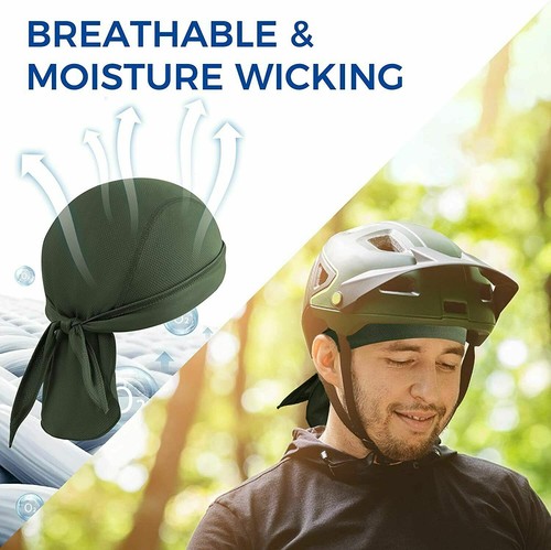 Sports Cooling Durag Skull Cap Headwear Do Rag Bandana Headband Beanie Hat Wrap - Picture 2 of 18