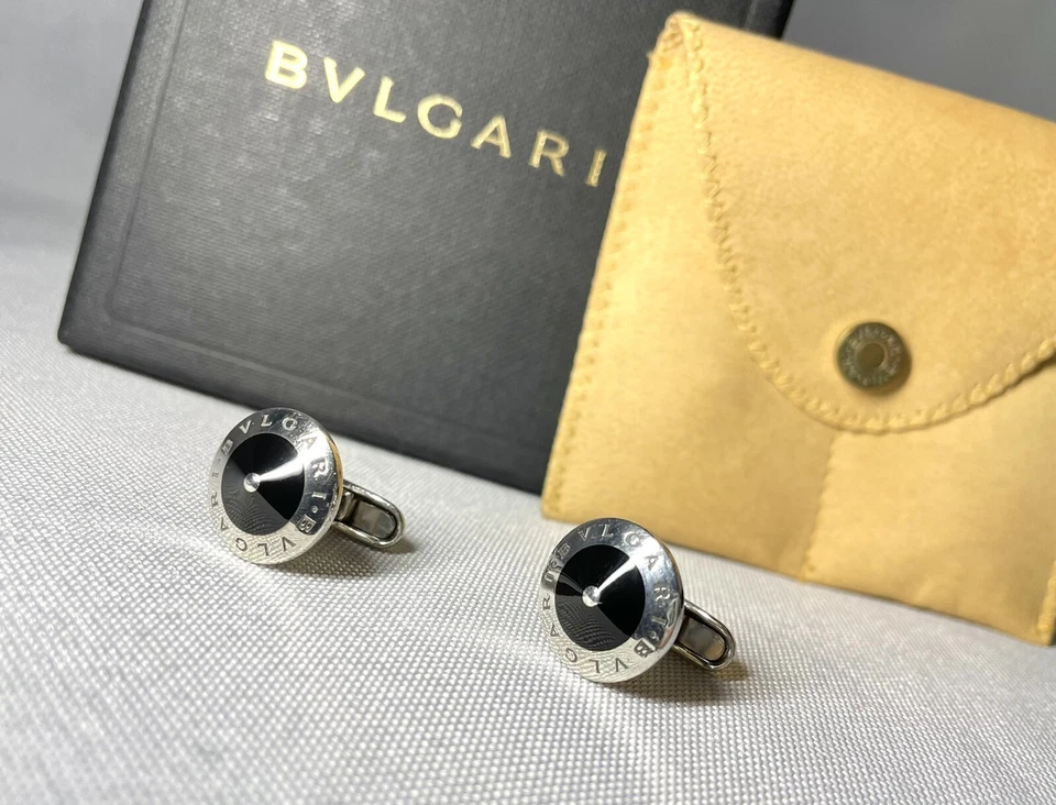 Autentici bellissimi gemelli BVLGARI e argento sterling ovale nero SV925 - Immagine 4 di 4