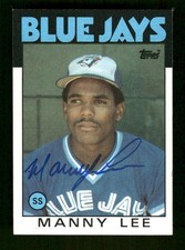 1986 Topps 23 Manny Lee signed auto autograph blue sharpie , tough ASC BXCP58