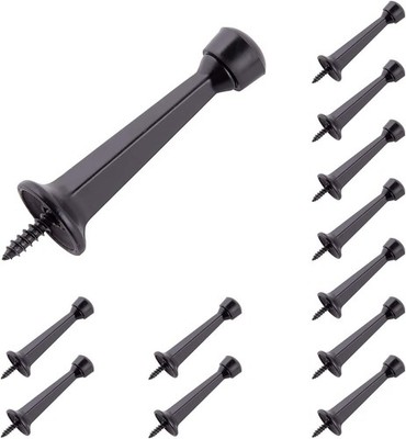 12-Pack Heavy Duty Solid Rigid Door Stop - 3'' Door Stopper with Matte Black F...