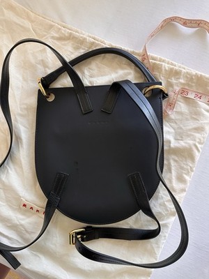Authentic Marni Convertible Backpack Handbag Black Matte Leather